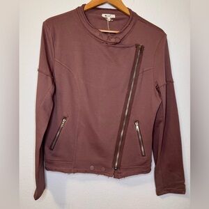 NEW Easel Large Dusty Rose Lightweight Moto Asymmetrical Zip Jacket